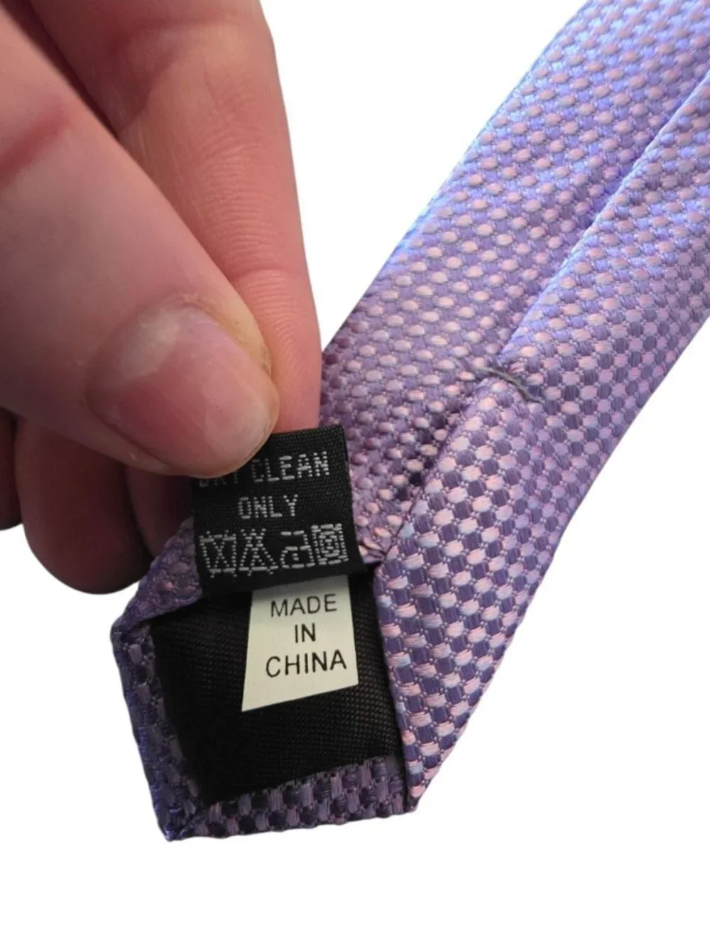 Tattersall London 100% Silk Tie Lavender Purple Geometric Woven Handmade